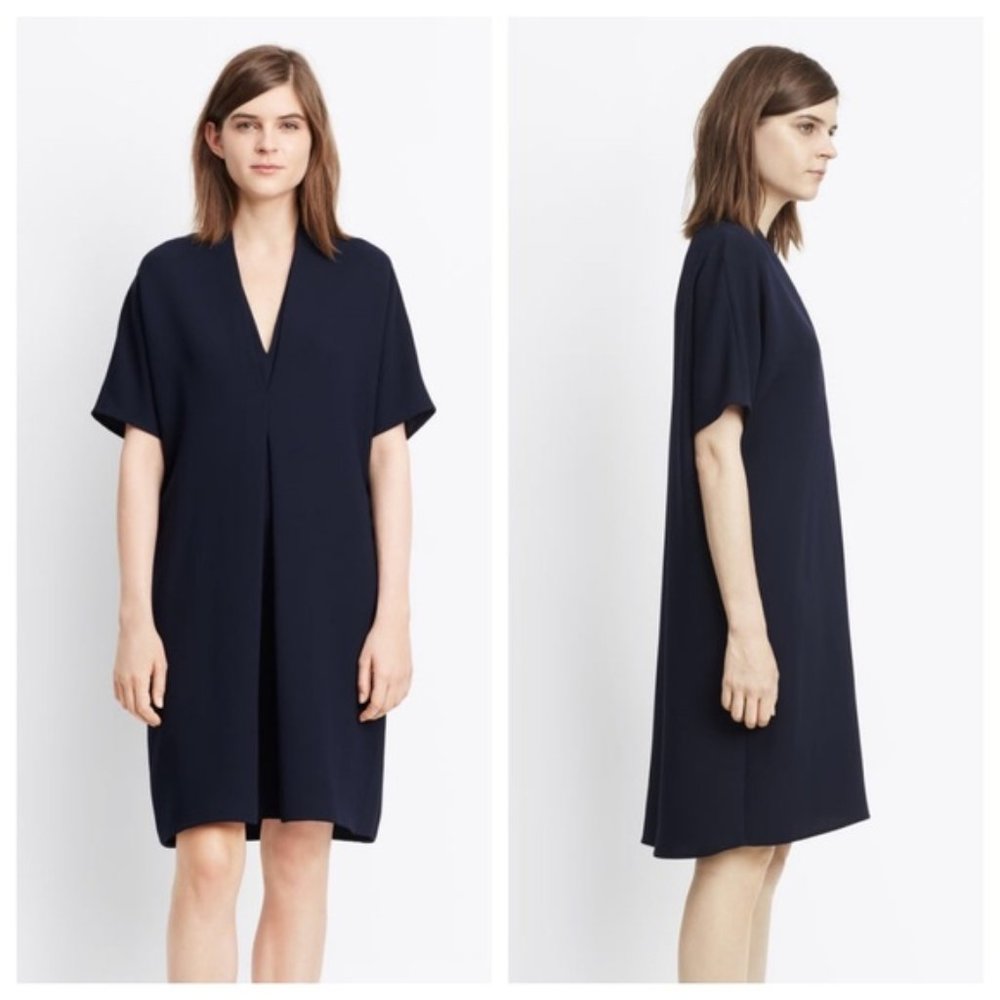 VINCE Double V Neck Dress